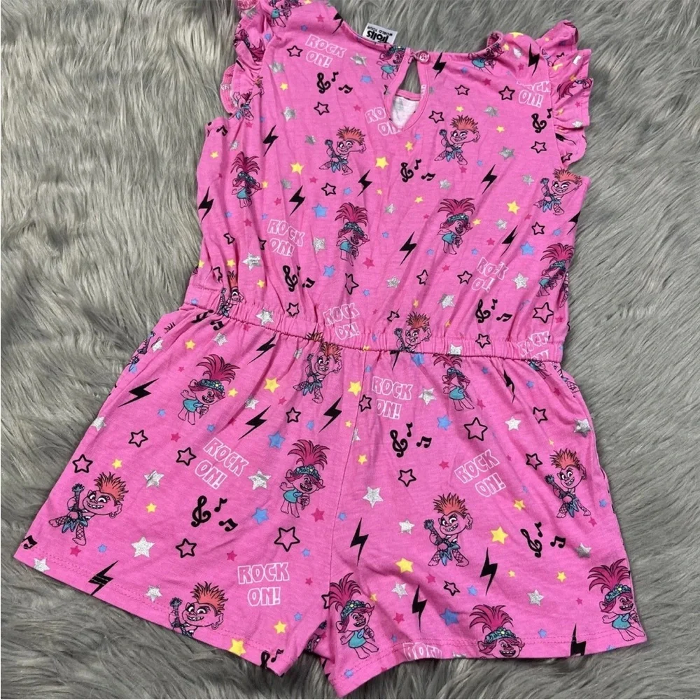 Girls Trolls World Tour Pink Romper Size Medium 7-8